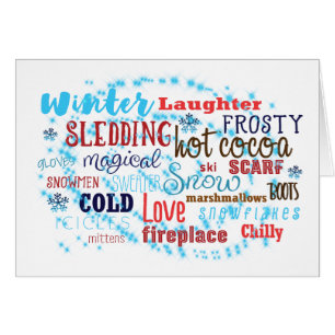 Mots d'hiver Typographie Wun Fun Carte