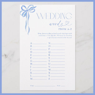Mots mariages De A-Z Blue Bow Fête des mariées Jeu