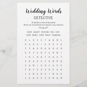Mots mariages Recherche Table Jeu amusant Calligra