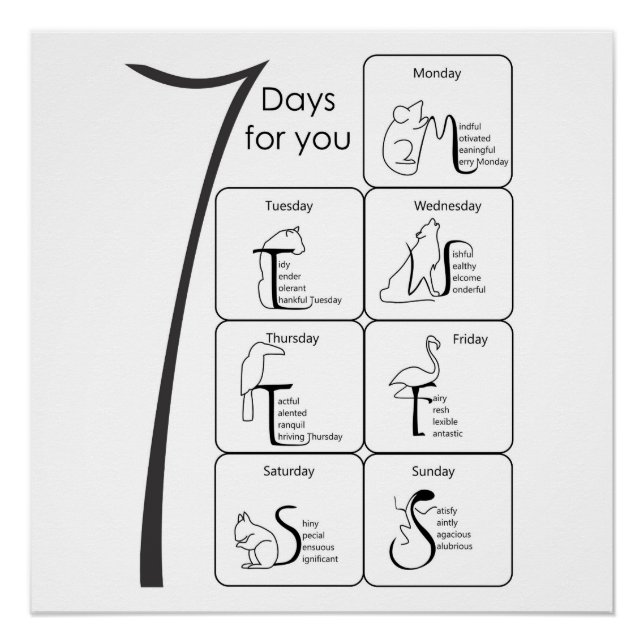 mots positifs pour votre affiche de 7 jours (Devant)