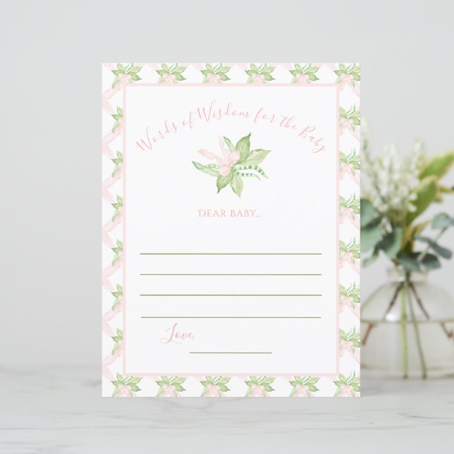 Mots roses de la sagesse Doux Baby shower de pois  (Debout devant)
