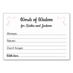 Mots roses de la sagesse Fille Baby shower cartes