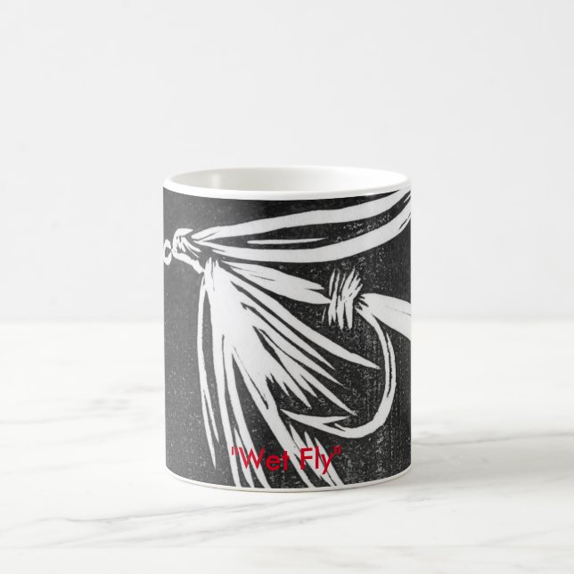 "Mouche sur noir" Truite classique Voler Mug (Centre)