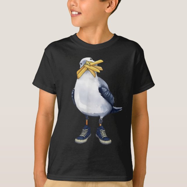 Mouette Avec Fries Et T-shirt Basket Amusant.png (Devant)