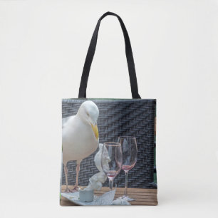 Mouette et sac fourre-tout vide en verre