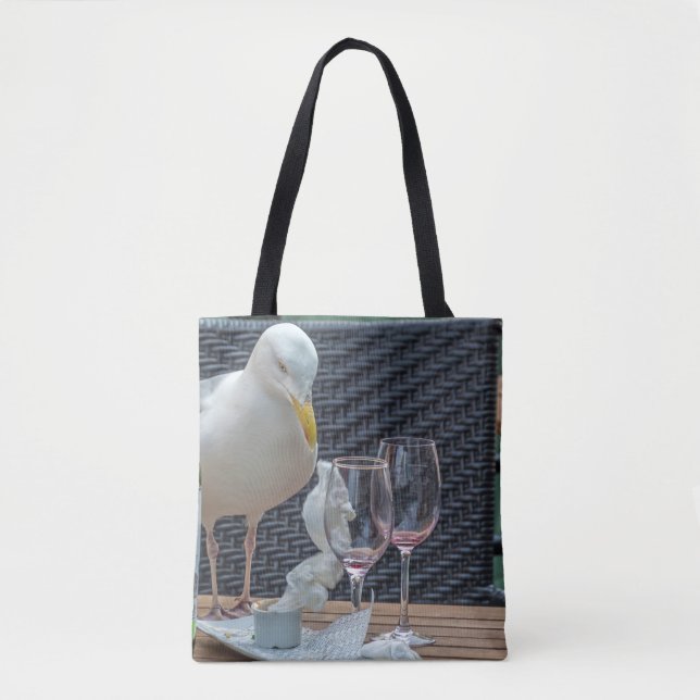 Mouette et sac fourre-tout vide en verre (Devant)