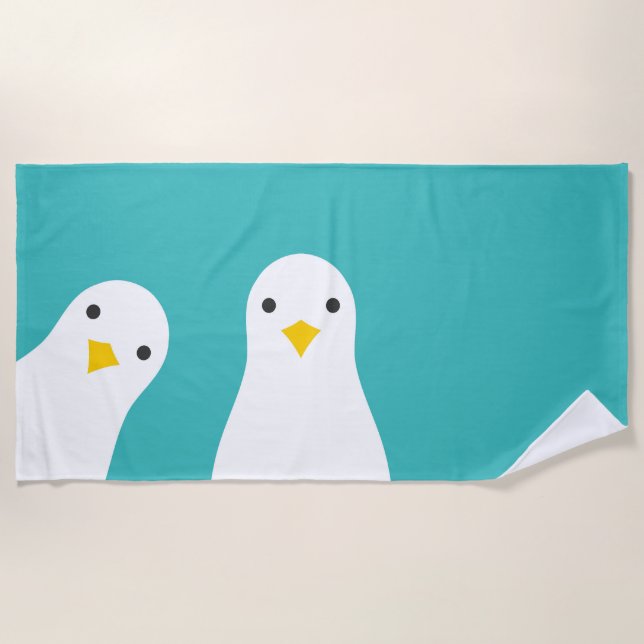 Mouettes amusantes illustration serviette de plage (Devant)