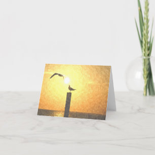 Mouettes au carte pour notes de crépuscule