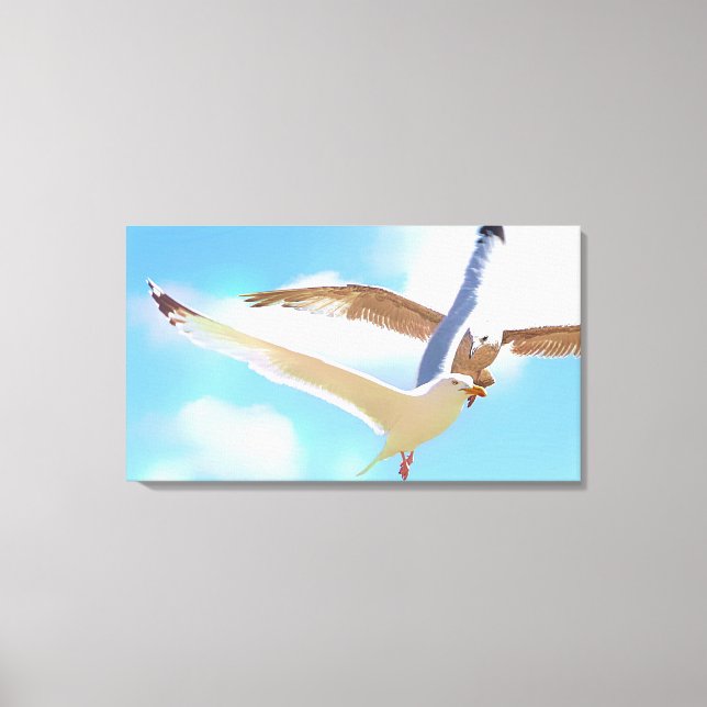 Mouettes en vol impression sur toile enveloppée (Recto)