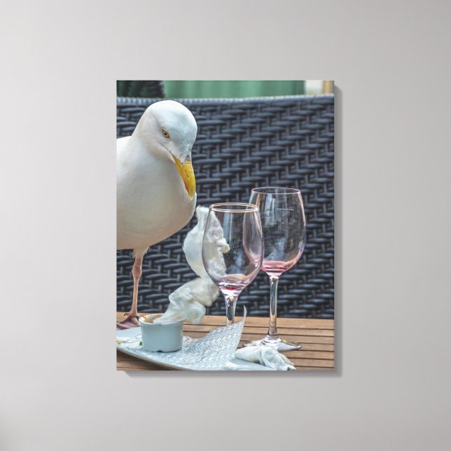 Mouettes et verres à vin voir impression toile (Recto)