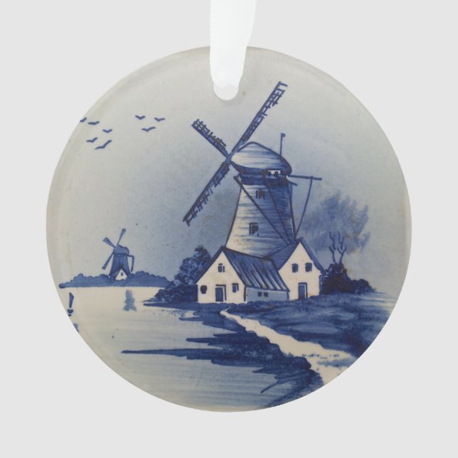 Moulin à vent bleu blanc Delft antique (devant)