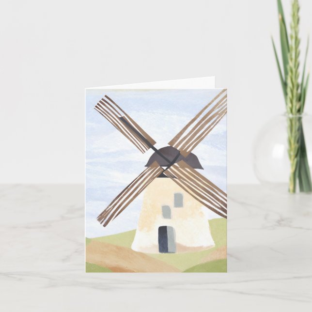 Moulin à vent de la campagne rustique | Carte aqua (Devant)