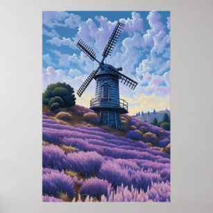 Moulin à vent Purple Paysage ArtImprimer Poster Mu