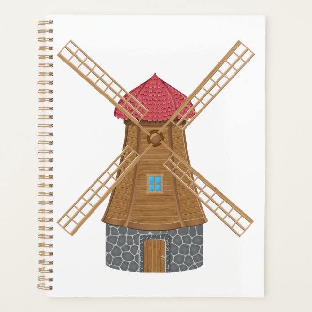 Moulin à vent traditionnel en bois rustique (Devant)