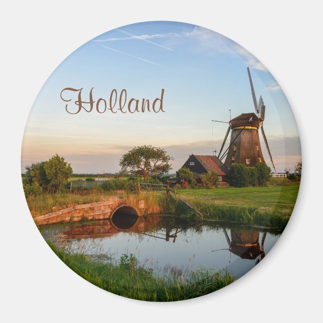 Moulin à vin à la campagne, aimant texte hollandai (Devant)