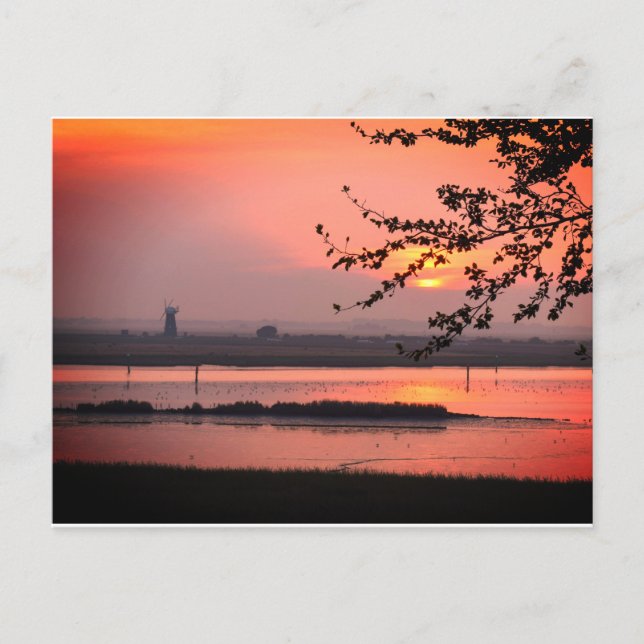 Moulin Norfolk à la carte postale couché du soleil (Devant)