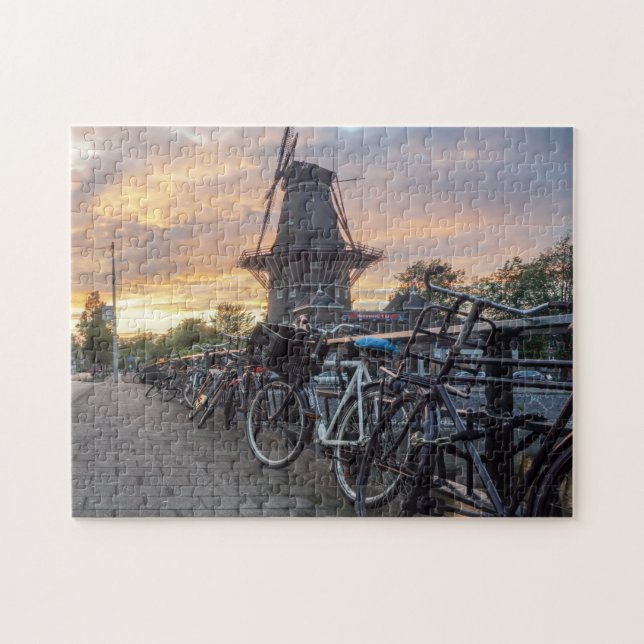 Moulins à vent d'Amsterdam Hollande. Puzzle (Horizontal)