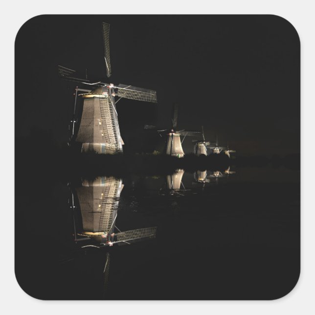 Moulins à vent éclairés à autocollant de nuit (Devant)