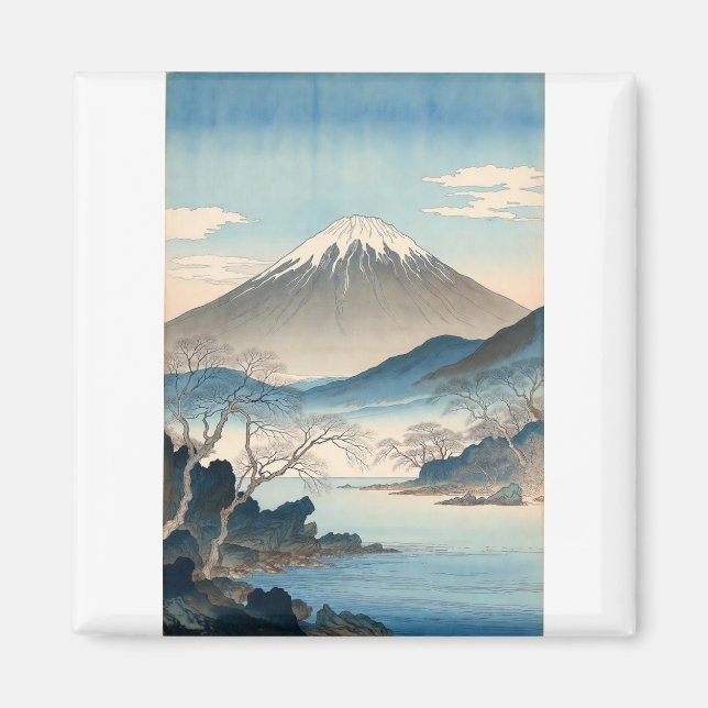 Mount Fuji Vintage Orignal Artist's Design Magnet (Devant)