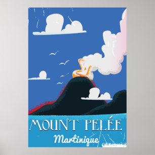 Mount Pelée, Martinique Vintage travel poster