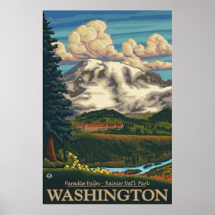 Mount Rainier - Paradise Inn Lodge - Affiche de vo
