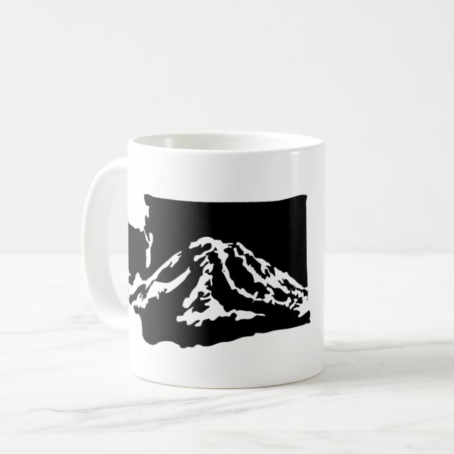 Mount Rainier Washington Mug - version noire (Devant gauche)