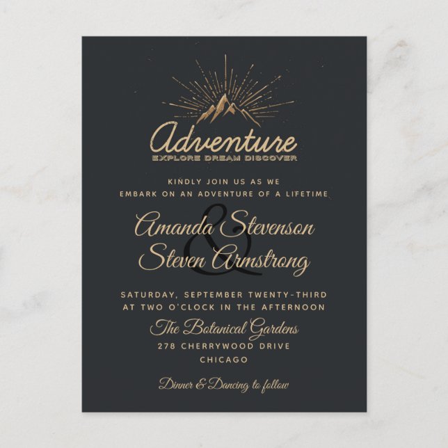 Mountain Adventure Mariage rustique Invitation (Devant)