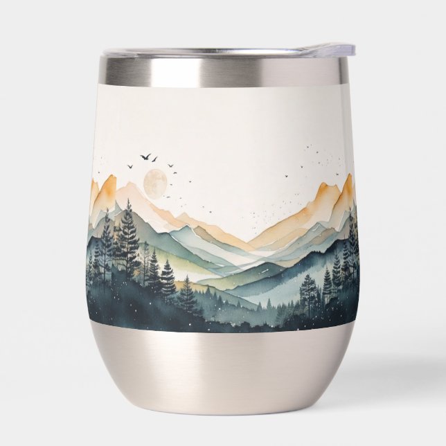 Mountain and Forest Watercolor (Gauche)