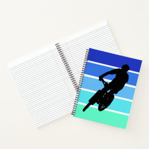 Mountain Biker sur le carnet Retro Blue-Green Stri