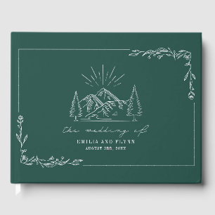 Mountain Forest Emerald Rustic Mariage livre d'hôt