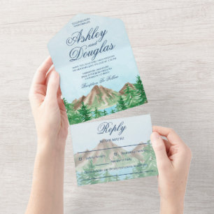Mountain Lake All in One Wedding Invitation