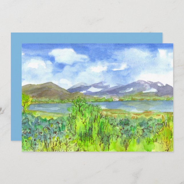 Mountain Lake Peinture Retraite Party Invitation (Devant / Derrière)