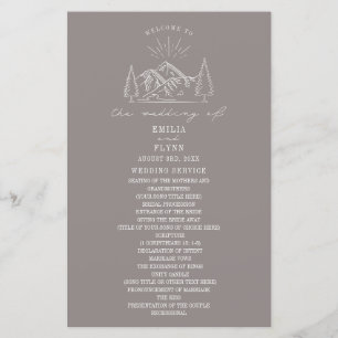 Mountain Line Art Amethyst Wedding Program