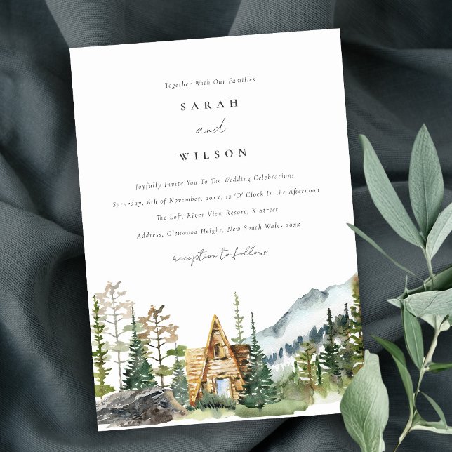 Mountain Pine Forest Cabine de mariage Invitation (Créateur téléchargé)