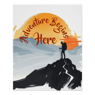 Mountain Poster – Adventure Begins Here