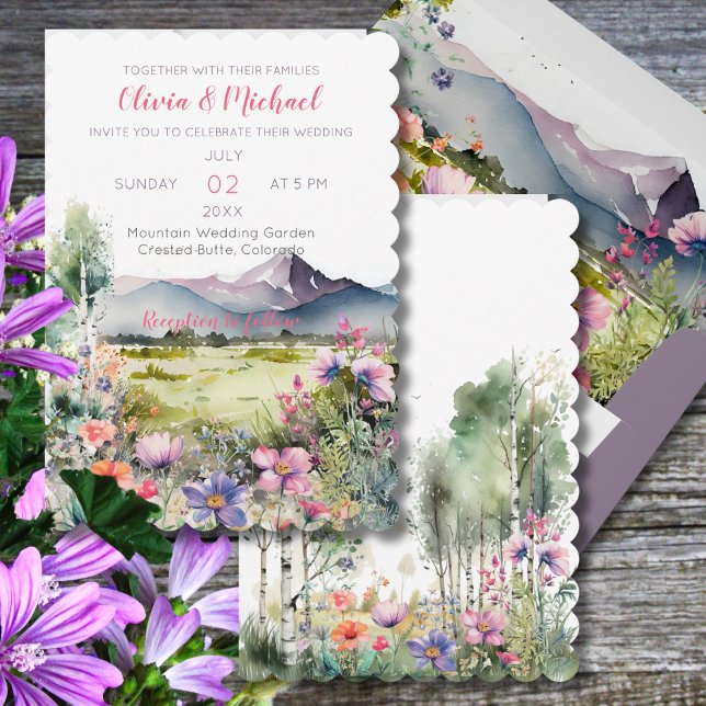 Mountain Thyme Wildflower Wedding Invitation (Créateur téléchargé)