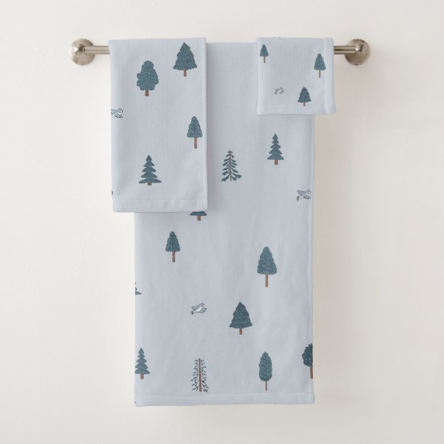 Mountain Tree Blue Bird Boy Salle de bain (En situation)