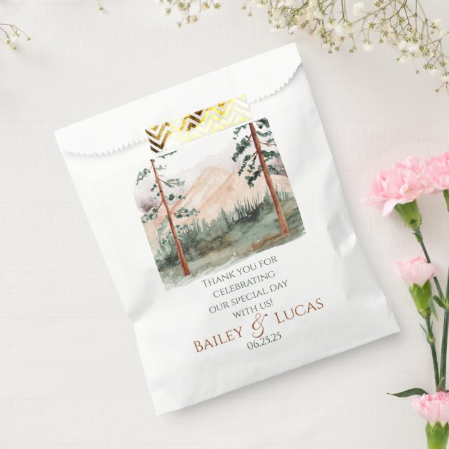 Mountain View Wedding Favor Sacs avec date (Scellé)