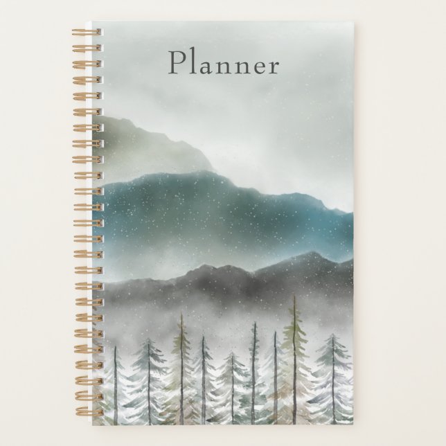 Mountain Watercolor Soft Cover Planner  (Devant)