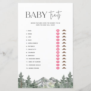 Mountain Woodland Baby shower Baby Traits Jeu