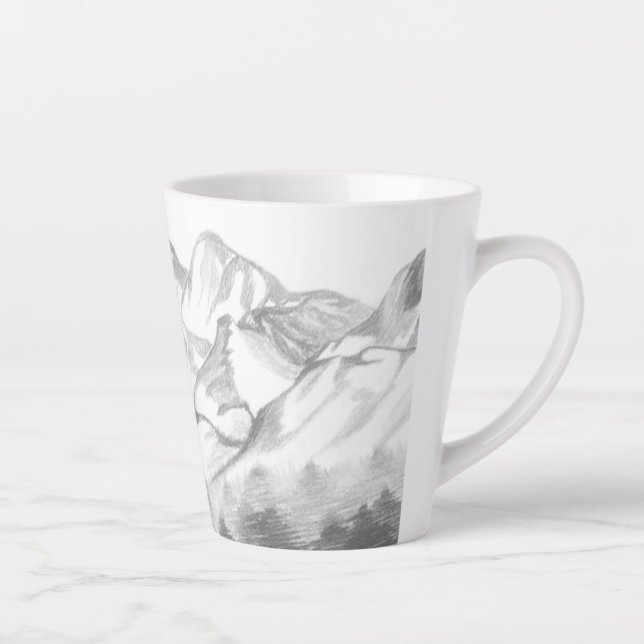 Mountains Sketched in Pencil on Latte Mug (Droite)