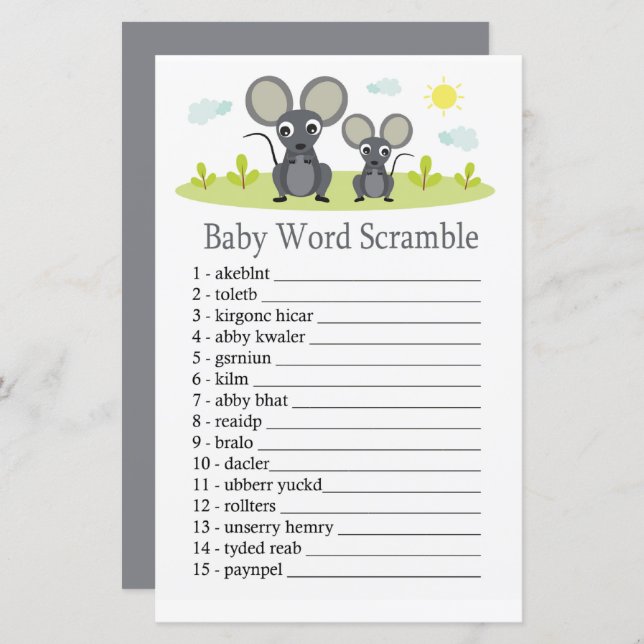 Mouse Baby jeu de brouillage de mot (Devant / Derrière)