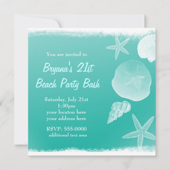 Mousse de mer Verte Plage Coquillages Invitation d (Devant)