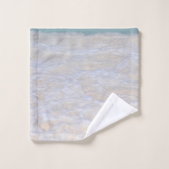 Mousse de plage de la mer des Caraïbes ensoleillée (Gant de toilette)
