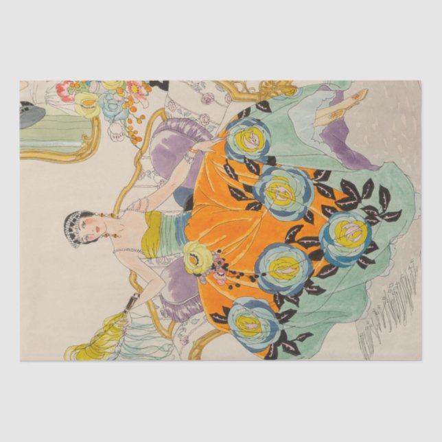 Mousseline Alberto Vargas Art déco Découpage Tissu papier (Recto)