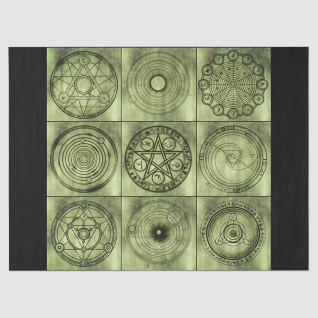 Mousseline alchimie symboles papier de tissu (Recto)