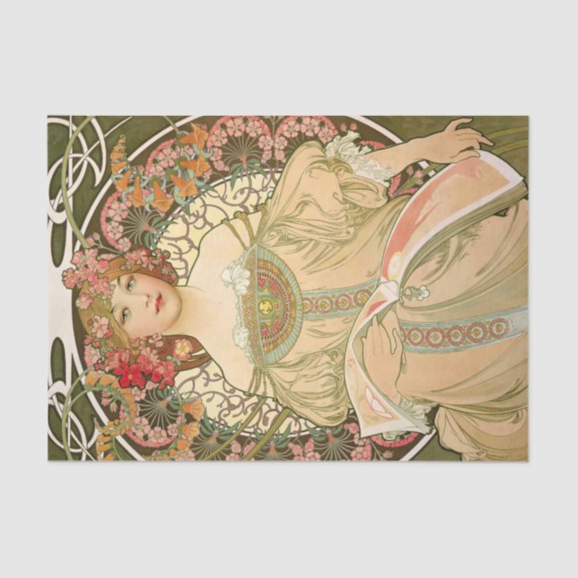 Mousseline Alphonse Mucha Vintage papier découpage d'antiquit (Recto)