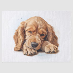 Mousseline American Cocker Spaniel Aquarelle Tissu Papier