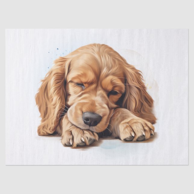 Mousseline American Cocker Spaniel Aquarelle Tissu Papier (Recto)