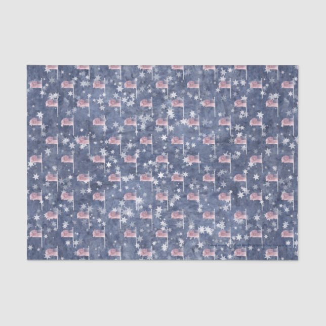 Mousseline American Flag Aglow, papier de tissu épangé étoile (Recto)